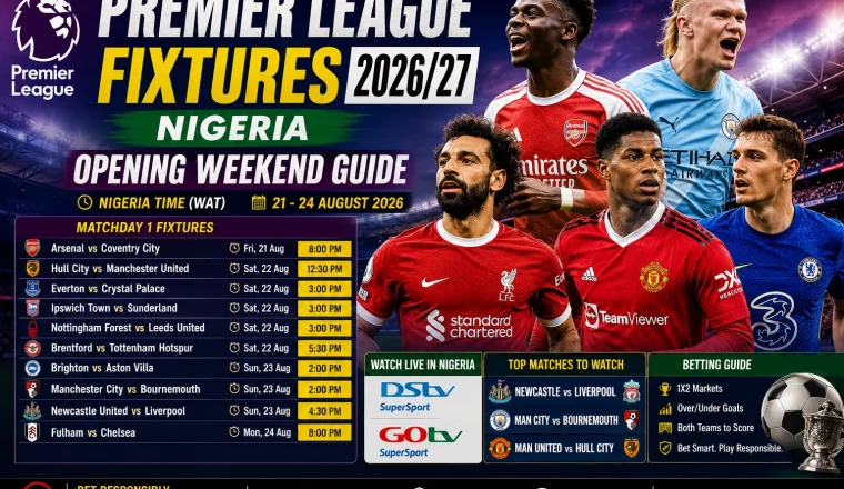 Premier League fixtures Nigeria 2026/27 opening weekend
