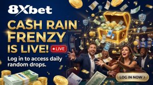 8XBet Cash Rain Frenzy promotional campaign with daily random cash rewards