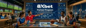 8XBet Partner Program promotional offer to share a referral link and earn commissions