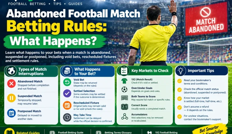 Abandoned football match betting rules explaining how interrupted matches can affect bet settlement.