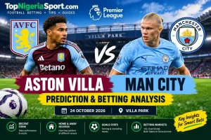 Aston Villa vs Manchester City prediction and betting analysis for 24 October 2026 at Villa Park
