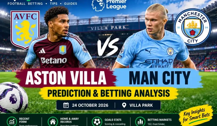 Aston Villa vs Manchester City prediction and betting analysis for 24 October 2026 at Villa Park