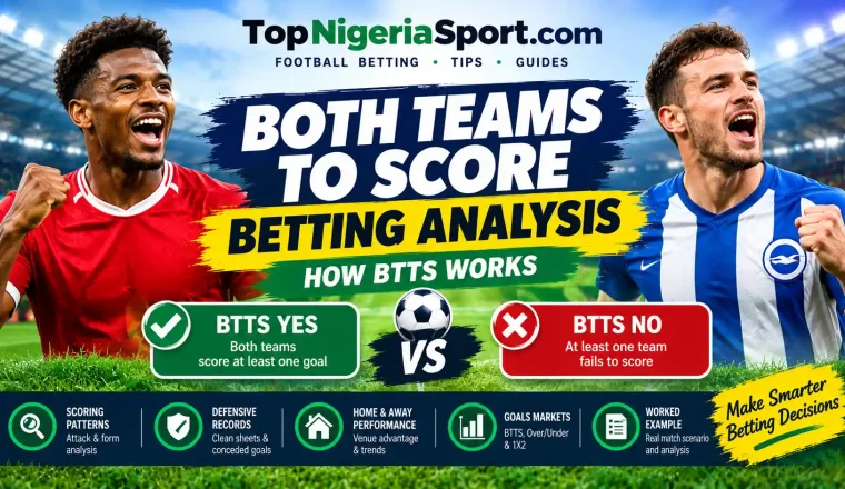Both teams to score betting analysis showing BTTS Yes and BTTS No football score examples