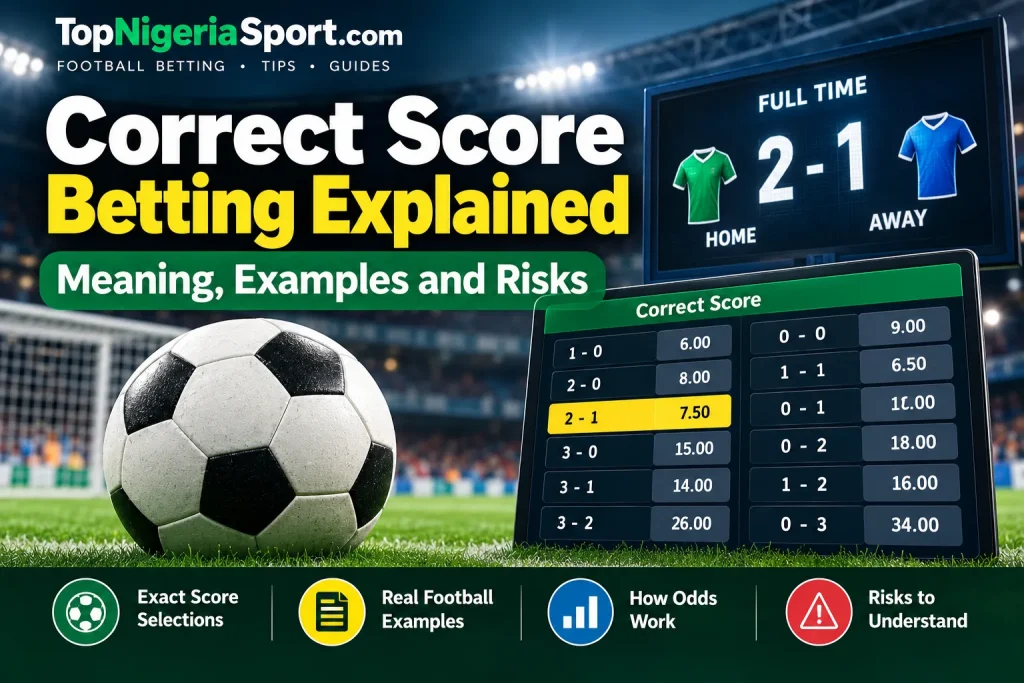 Correct score betting explained with football score examples and odds