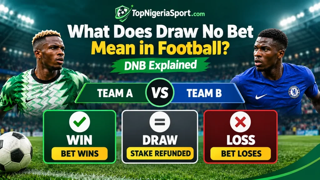 Draw No Bet football betting example showing win, draw and loss outcomes