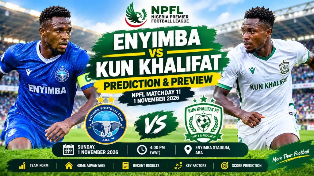 Enyimba vs Kun Khalifat prediction and NPFL Matchday 11 preview for 1 November 2026