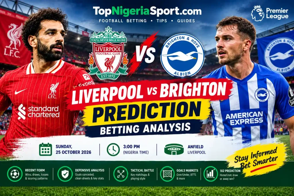 Liverpool vs Brighton prediction and betting analysis for the Premier League match at Anfield on 25 October 2026