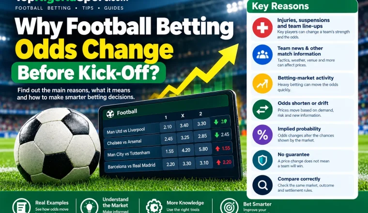 Why football betting odds change before kick-off due to injuries, team news and market activity